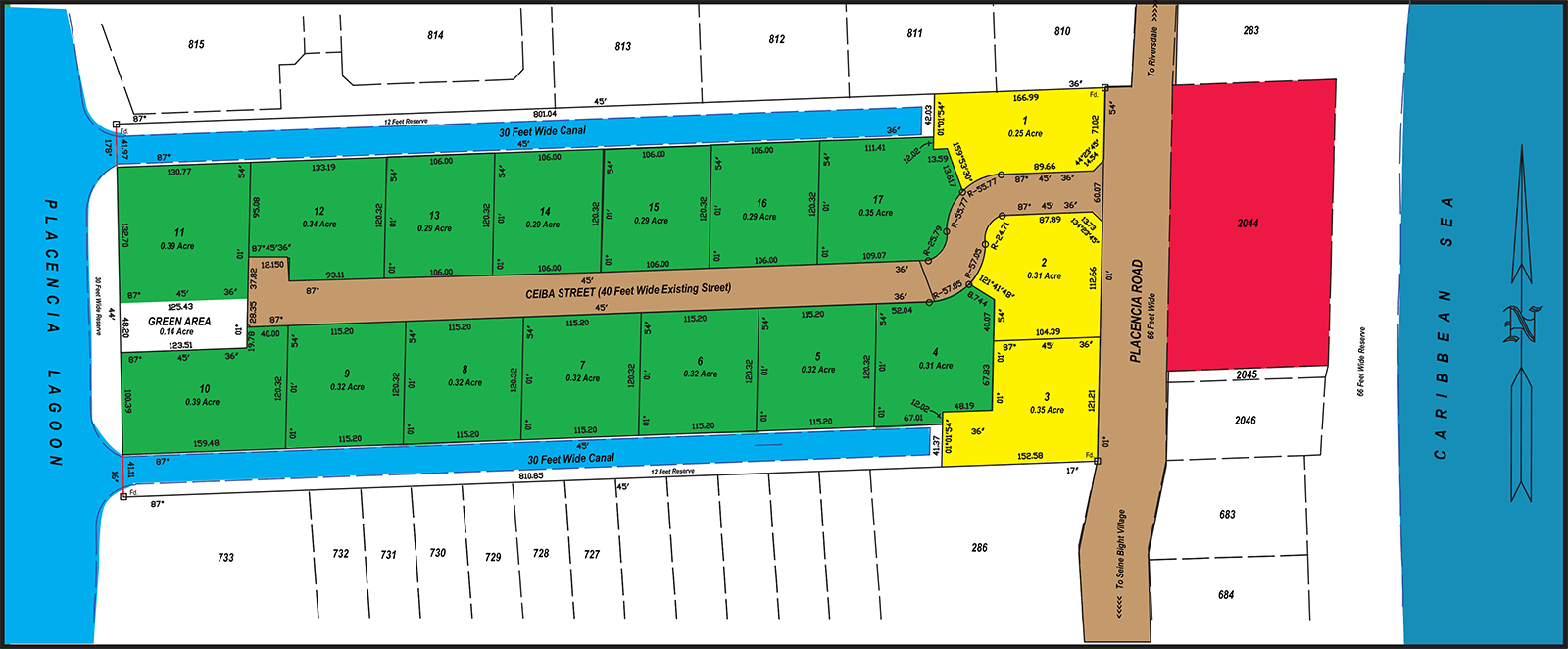 Ceiba Beach Lagoon Side Map